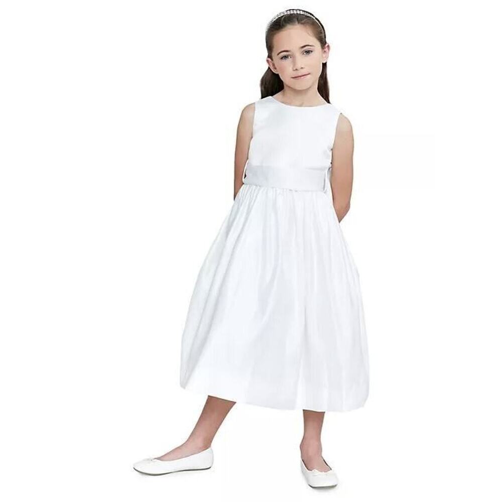 Us Angels Girls Ballerina Satin Tulle Fit & Flare Dress in White Size 12 $84
